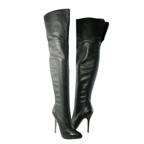 ZIGIny NEW YORK Black Julia Leather Over Knee Thigh Super High Boots S 8.5  NWOB - Picture 2 of 10